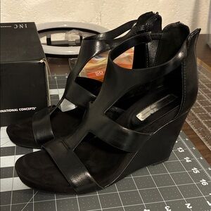 INC International Concepts Women's Sleek Black Wedges